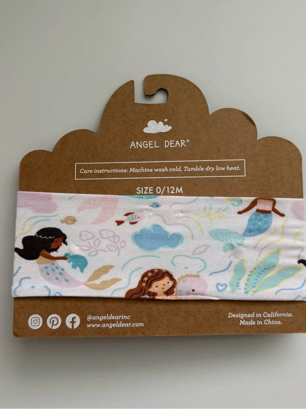 NWT Angel Dear Mermaid Print Bow Headband 0–12M Baby Girl Soft Stretch